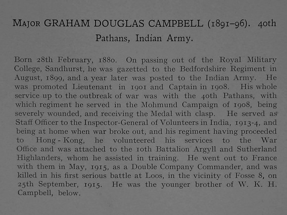 Campbell G D Major Indian Army Obit Dulwich College Roll Of Honour