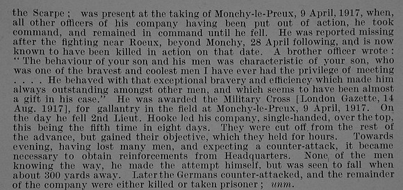Hooke A D 2nd Lt MC 4th Middlesex Regiment Obit Part 2 De Ruvignys Roll Of Honour Vol 5
