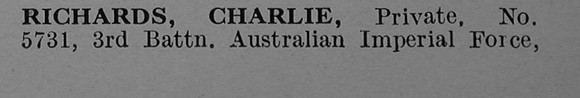 Richards C Pte 5731 3rd Australian Infantry Obit Part 1 De Ruvignys Roll Of Honour Vol 4