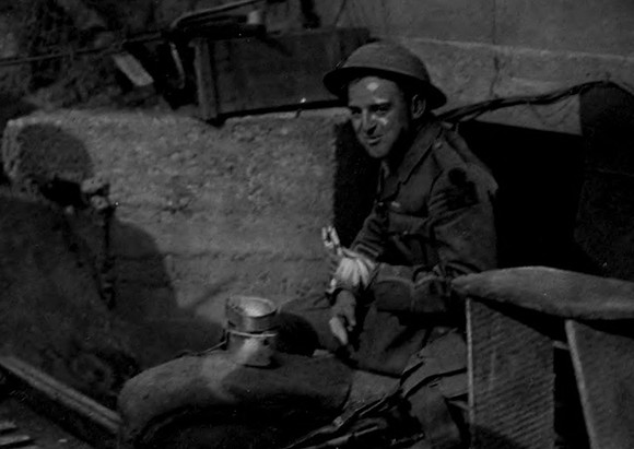 A Canadian Officer Taking A Break In A Captured German Gun Pit