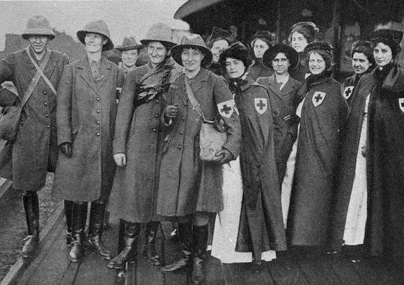 A Party Of British Red Cross Nurses About To Depart For Service At The Front