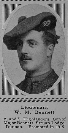 Bennett W M Lt 8th Argyll and Sutherland Highlanders The Sphere 5th Aug 1916