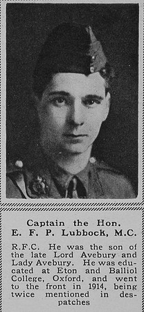 Lubbock E F P Captain The Hon MC RFC The Sphere 21st Apr 1917