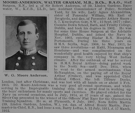 Moore-Anderson W G Staff Surgeon Royal Navy Obit