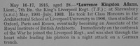 Adams L K Lt 7th Kings Liverpool Regiment Obit Shrewsbury School Roll Of Service