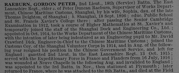 Raeburn G P 2nd Lt 8th East Lancs Regiment Obit Part 1 De Ruvignys Roll Of Honour Vol 4