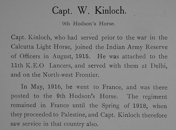 Kinloch W Captain Indian Army Record William Graham Company