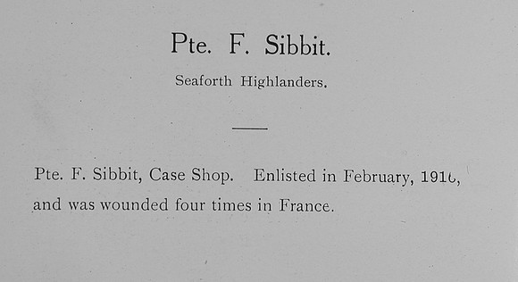 Sibbitt F Pte Seaforth Highlanders Record William Graham Co Roll Of Honour