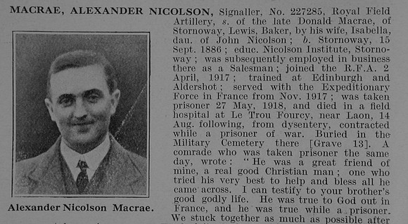 MacRae A N Sig 227285 Royal Field Artillery Obit Part 1 De Ruvignys Roll Of Honour Vol 5