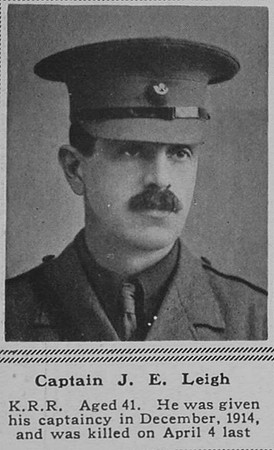 Leigh J E Captain 10th KRRC The Sphere 19th May 1917