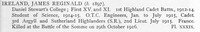 Ireland J R 2nd Lt Argyll And Sutherland Highlanders Obit