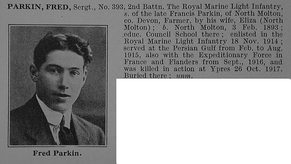 Parkin F Sergt 393 Royal Marine Light Infantry Obit De Ruvignys Roll Of Honour Vol 4