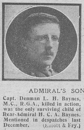 Baynes D L H Captain MC Royal Garrison Artillery The Graphic 1st Nov 1918