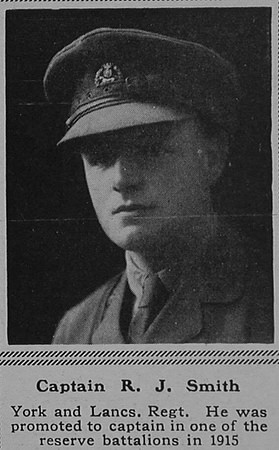 Smith R J Captain 15th York and Lancaster Regiment The Sphere 19th Aug 1916