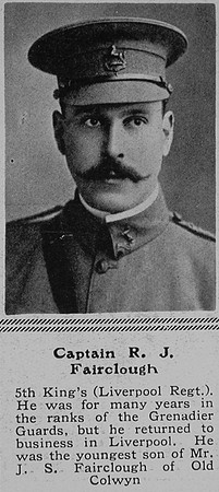 Fairclough R J Captain 5th Kings Liverpool Regiment The Sphere 21st Aug 1915