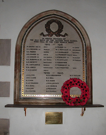 Memorial To The Old Boys Of Sutton High School