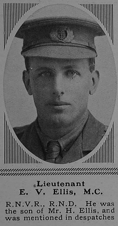 Ellis E V Lt MC Howe Bn. R.N. Div.Royal Naval Volunteer Reserve The Sphere 17th Mar 1917