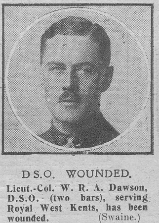 Dawson W R A Lt Col DSO+2Bars Royal West Kent Regiment The Graphic 7th Nov 1918