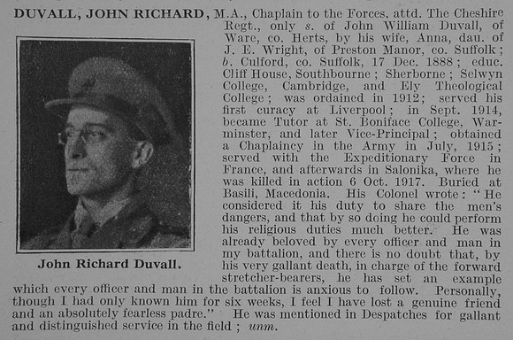 Duvall J R Chaplain Obit De Ruvignys Roll Of Honour Vol 3