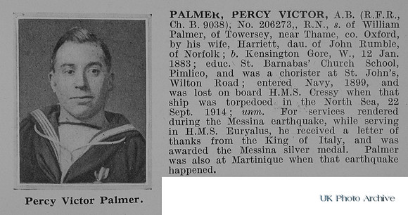 Palmer P V AB 206273 Royal Navy Obit De Ruvignys Roll Of Honour Vol 1