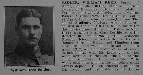 Sadler W R Cpl 2nd Life Guards Obit Part 1 De Ruvignys Roll Of Honour Vol 3