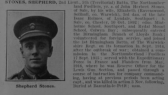 Stones S 2nd Lt 5th Northumberland Fusiliers Obit De Ruvignys Roll Of Honour Vol 3