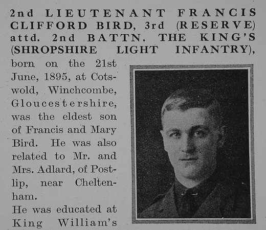 Bird F C 2nd Lt 2nd Kings Shropshire Light Infantry Obit Part 1 The Bond Of Sacrifice Vol 2