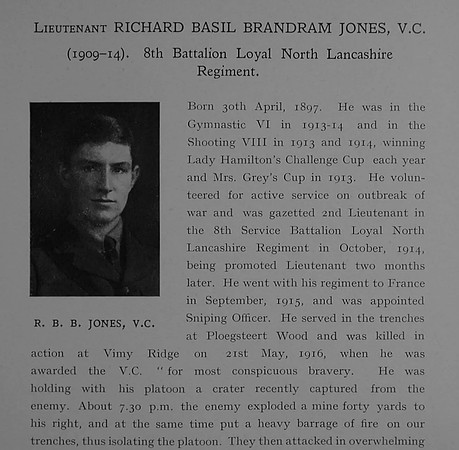 Brandram-Jones R B Lt VC 8th Loyal North Lancashire Regiment Obit Part 1 Dulwich College Roll Of Honour
