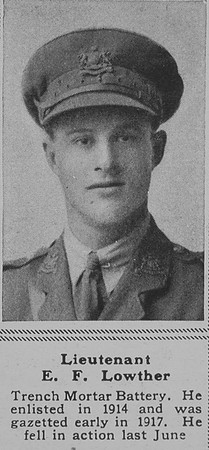 Lowther E F Lt 2nd Manchester Regt The Sphere 20th Mar 1919