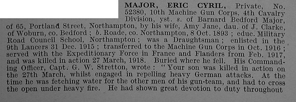 Major E C Pte 52380 Cavalry Machine Gun Corps Obit Part 1 De Ruvignys Roll Of Honour Vol 4