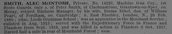 Smith A M Pte 14226 Machine Gun Corps Obit De Ruvignys Roll Of Honour Vol 4