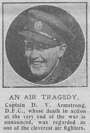 Armstrong D V Captain DFC Royal Air Force The Graphic 31st Dec 1918