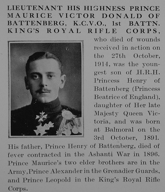 UK Photo And Social History Archive: B &emdash; Battenberg M V D Lt Prince s Kings Royal Rifle Corps Obit Part 1 The Bond Of Sacrifice Vol 1
