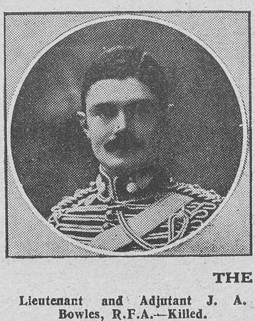 Bowles J A Lt Royal Field Artillery The Graphic 4th Sep 1914