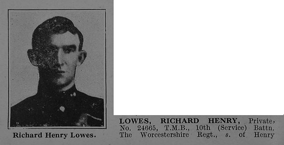 Lowes R H Pte 24665 10th Worcestershire Regiment Obit Part 1 De Ruvignys Roll Of Honour Vol 4