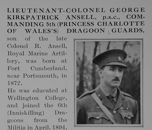 Ansell G K Lt Col 5th Dragoon Guards Obit Part 1 The Bond Of Sacrifice Vol 1