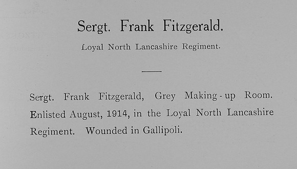 Fitzgerald F Sergt Loyal North Lancs Regiment Regiment William Graham Co Roll Of Honour