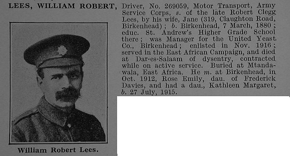 Lees W R Dvr 269059 Army Service Corps Obit De Ruvignys Roll Of Honour Vol 4