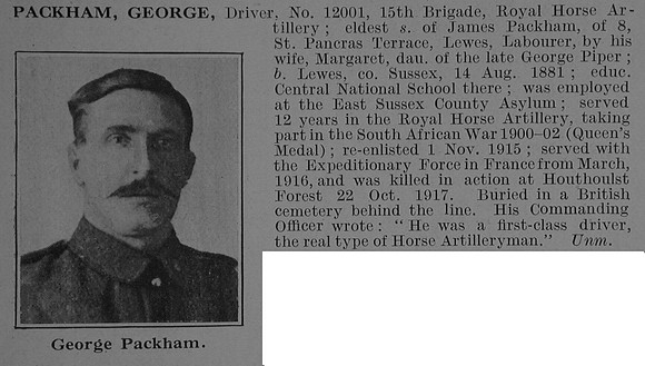 Packham G Dvr Royal Horse Artillery Obit De Ruvignys Roll Of Honour Vol 3