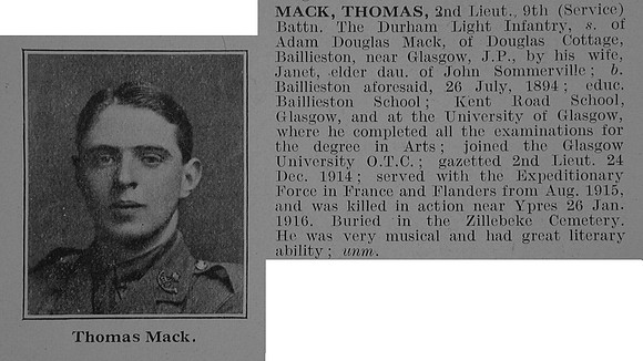 Mack T 2nd Lt 9th Durham Light Infantry Obit De Ruvignys Roll Of Honour Vol 3