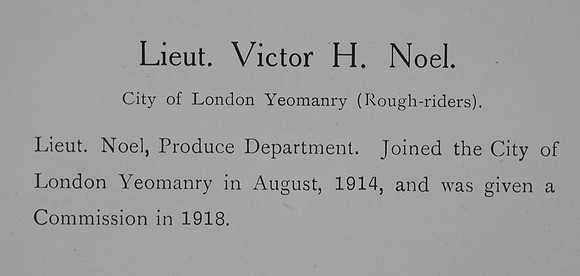 Noel V H Lt City Of London Yeomanry Rough Riders Record William Graham Company