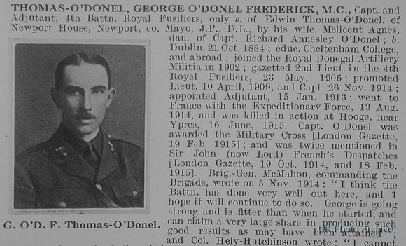 Thomas-ODonel G O F Captain 4th Royal Fusiliers Obit Part 1 De Ruvignys Roll Of Honour Vol 1
