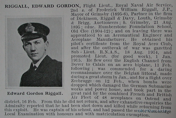 Riggall E G Flt Lt Royal Naval Air Service Obit De Ruvignys Roll Of Honour Vol 1