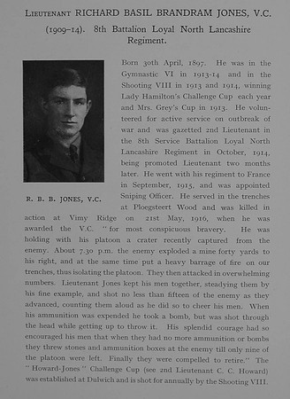 Jones R B B Lt VC 8th Loyal North Lancs Regt Obit Dulwich College Roll Of Honour