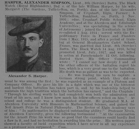 Harper A S Lt 8th Black Watch Obit De Ruvignys Roll Of Honour Vol 3