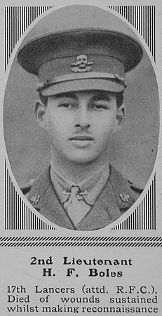 Boles H F 2nd Lt 17th Lancers Attd RFC The Sphere 31st Jul 1915