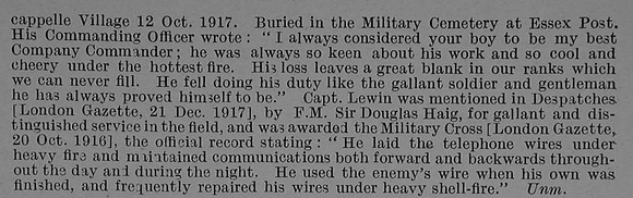 Lewin F H Captain MC 7th Queens Own Royal West Kent Regiment Obit Part 2 De Ruvignys Roll Of Honour Vol 4