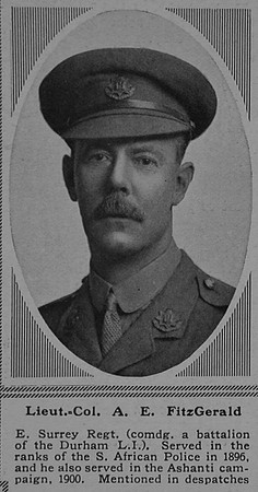 Fitzgerald A E Lt Col East Surrey Regiment Attd 15th Durham Light Infantry The Sphere 9th Sep 1916