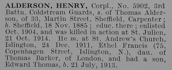 Alderson H Cpl 5902 3rd Coldstream Guards Obit