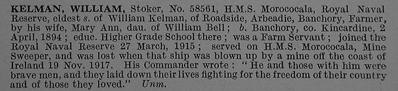 Kelman W Stoker 58561 H.M. Trawler Morococala Royal Naval Reserve Obit De Ruvignys Roll Of Honour Vol 4